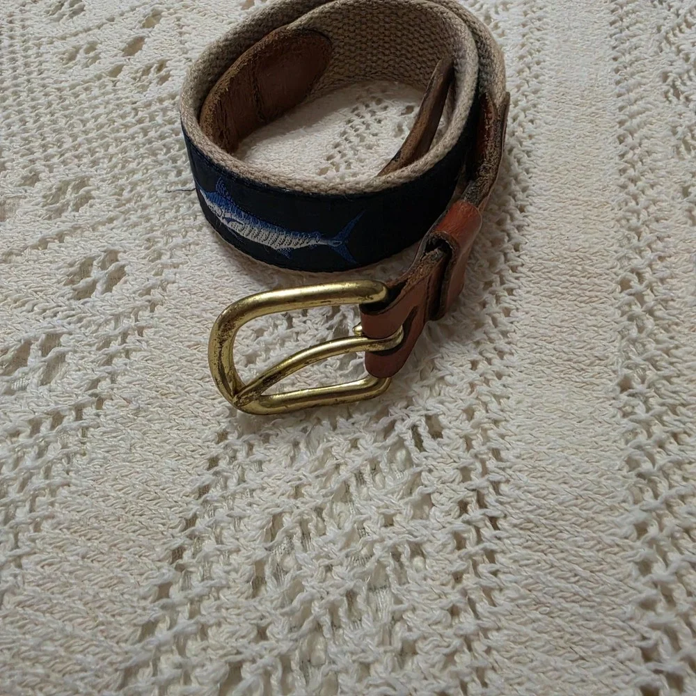 Leather Man LTD Canvas Leather Fish Belt‎ Little Boys Size 20 Fishing Buddy
